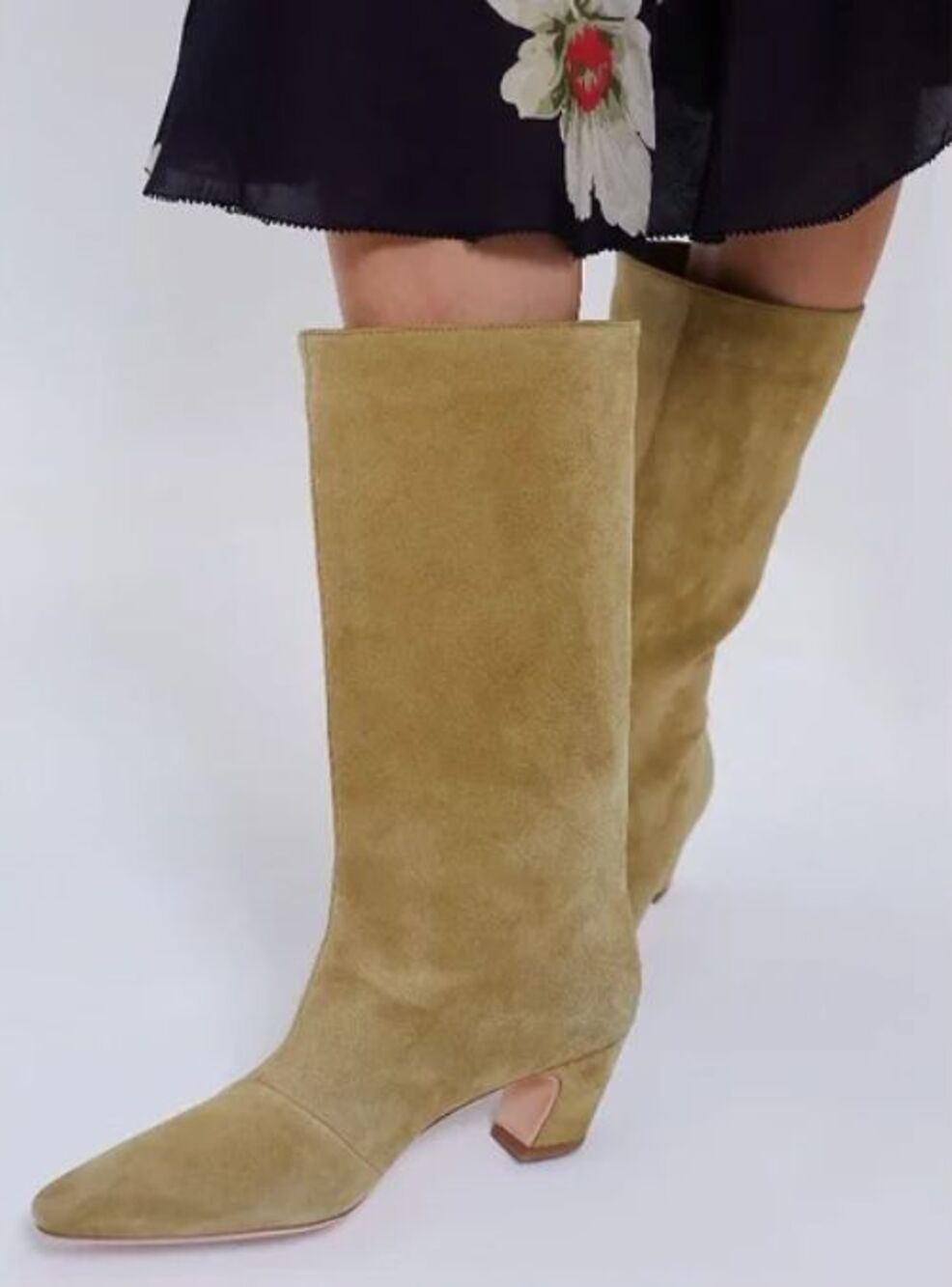 Loeffler Randall Womens Cleo Brown Suede Mid−Calf Boot Brown Amber Size 8